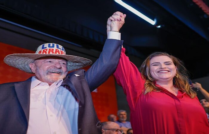 Lula e Marília Arraes durante ato em São Paulo. (Ricardo Stuckert/Divulgação )