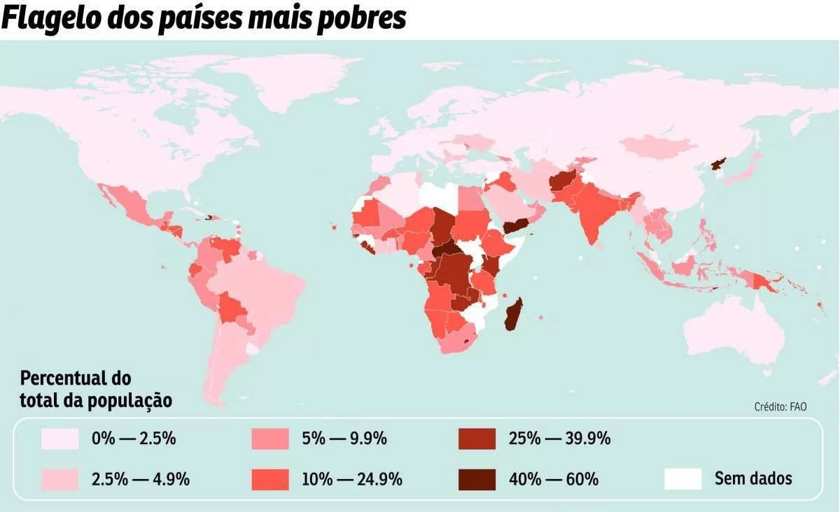 mapa insegurança alimentar -  (Foto: FAO
)