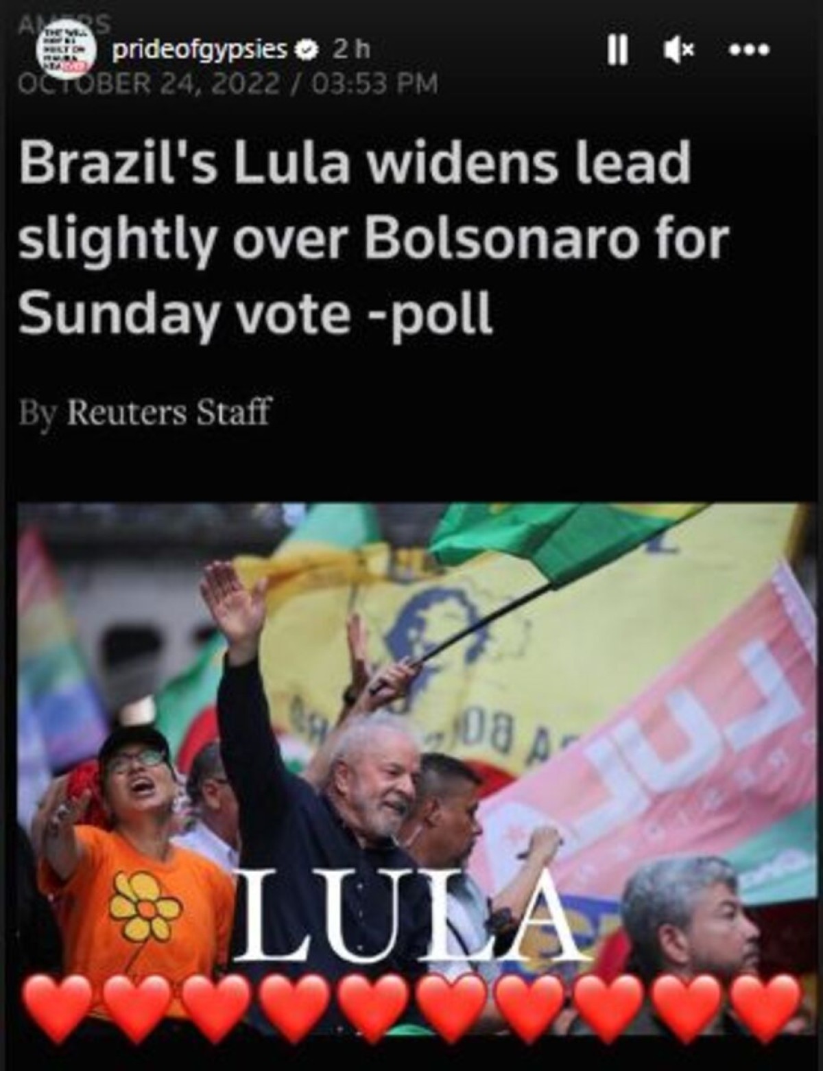 Jason Momoa faz publicação em apoio a Lula (Foto: Reprodução/Instagram)