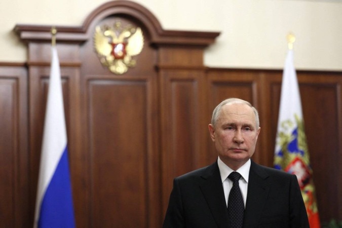Vladimir Putin, presidente da Rússia: "Isso é uma facada nas costas de nossa nação e de nosso povo. (...) O que estamos vendo é traição, pura e simples" (crédito: Gavriil Grigorov/Sputnik/AFP)