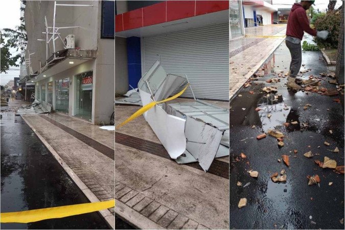 Queda de marquise em Balnerio Cambori deixa duas pessoas feridas (foto: Divulgao/CBMSC)