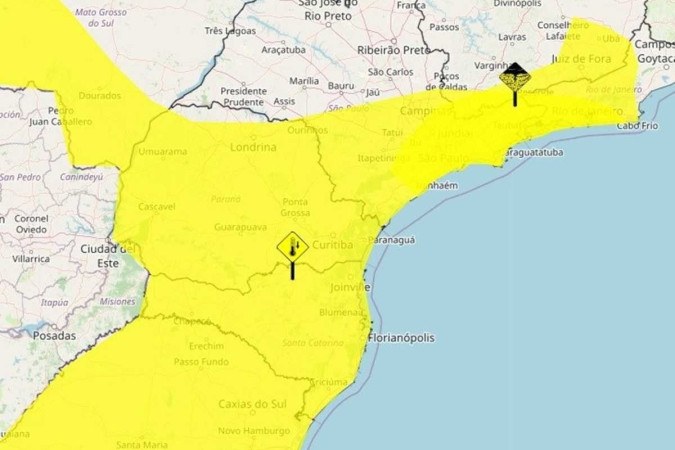 O Inmet emitiu alerta amarelo para ventos e tempestades 
 (Reprodução/Inmet)