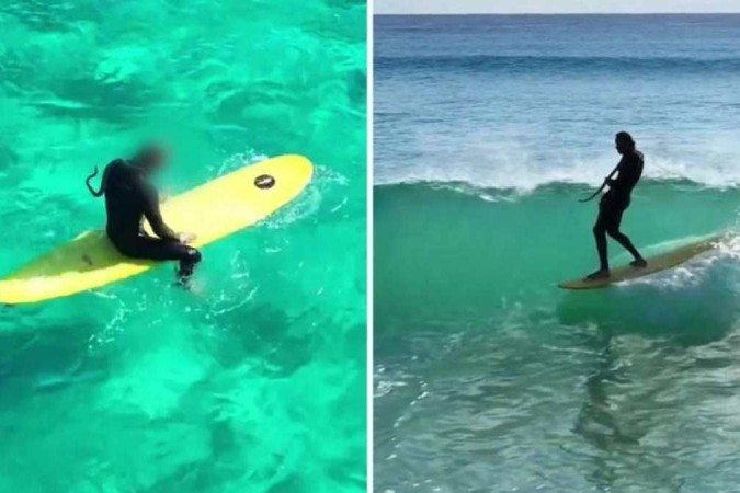 Homem surfa com cobra no pescoo em mar da Austrlia (Reproduo/Instagram)