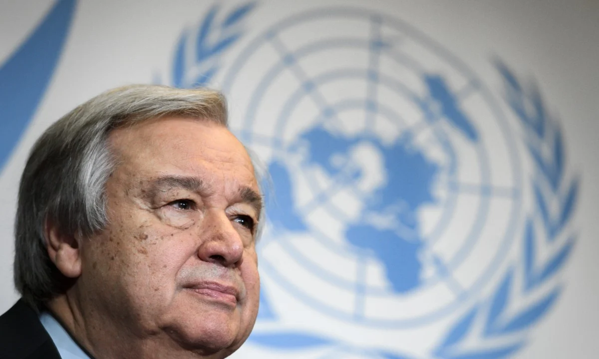 Antnio Guterres sublinhou ainda a importncia do compromisso de paz na Carta das Naes Unidas (Foto: Fabrice Coffrini/ AFP)