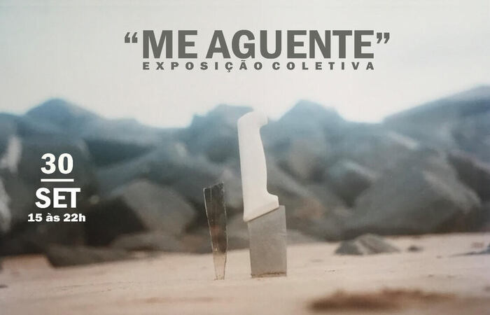 O nome da exposição vem da obra de mesmo nome de Júnior Pimenta, uma bandeira preta com os dizeres bordados em branco (Divulgação) O nome da exposição vem da obra de mesmo nome de Júnior Pimenta, uma bandeira preta com os dizeres bordados em branco (Divulgação)