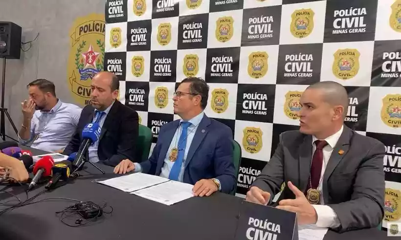 A equipe que investigou o acidente areo foi composta pelo investigador Whesley Adriano Lopes e os delegados Ivan Lopes Sales, Gilmaro Alves Ferreira e Svio Assis (Reproduo vdeo da PCMG)