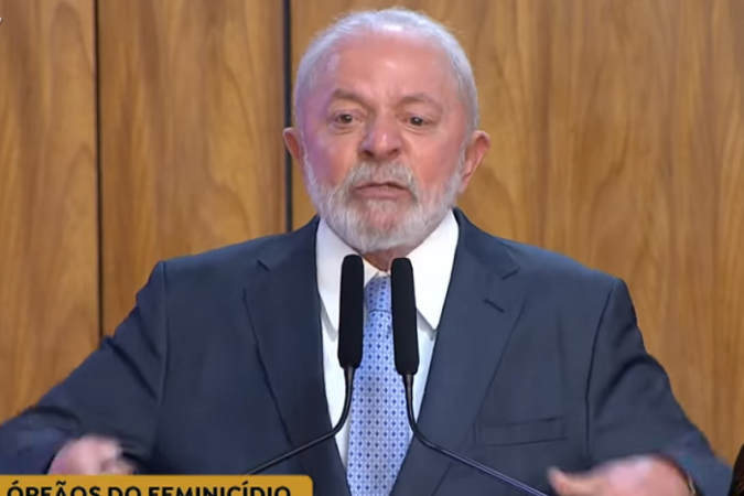 

" uma lei que sanciono com tristeza", disse o presidente Lula, por ser uma medida decorrente da morte de uma me (foto: Reproduo/TV Brasil)