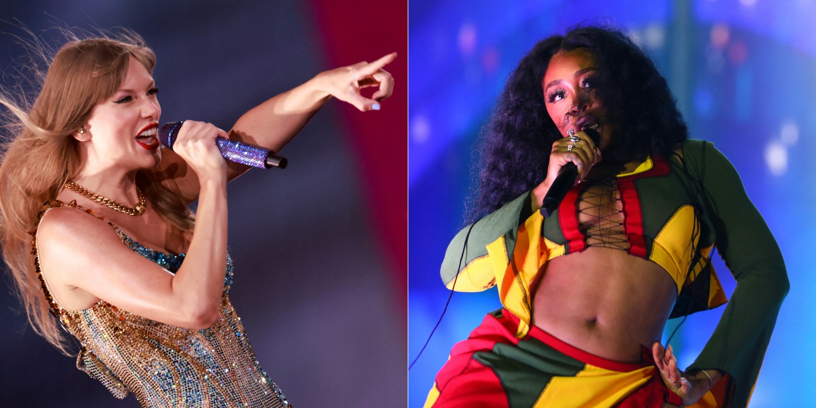 Taylor Swift e SZA (foto: MICHAEL TRAN, NIPAH DENNIS / AFP)