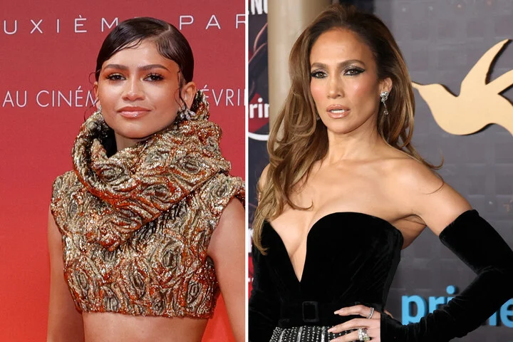Zendaya ( esquerda) e Jennifer Lpez ( direita) (foto: Geoffroy VAN DER HASSELT / AFP & Monica Schipper / GETTY IMAGES NORTH AMERICA / Getty Images via AFP)