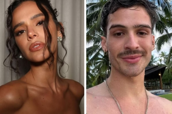 Montagem feita a partir de fotos das redes sociais de Bruna Marquezine e Joo Guilherme (Crdito: Instagram/Reproduo)