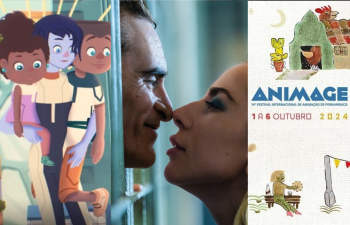('Placa mãe', 'Coringa: Delírio a dois' e cartaz do festival ANIMAGE, da esquerda para a direita.) ('Placa mãe', 'Coringa: Delírio a dois' e cartaz do festival ANIMAGE, da esquerda para a direita.)
