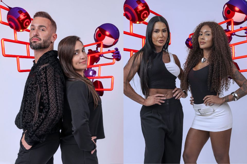Diego e Daniele Hypolito (irmãos) e Gracyanne e Giovanna Barbosa (irmãs) formam o terceiro Paredão do BBB 25 (Foto: Fábio Rocha/Globo) Diego e Daniele Hypolito (irmãos) e Gracyanne e Giovanna Barbosa (irmãs) formam o terceiro Paredão do BBB 25 (Foto: Fábio Rocha/Globo)