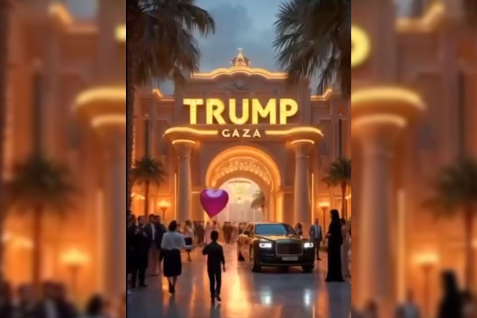 Na viso de Trump, a Faixa de Gaza seria um complexo de resorts (Crdito: Reproduo)