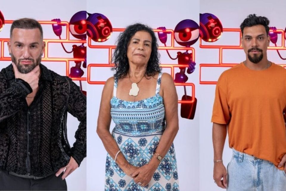 Diego, Vilma e Vinicius estão no décimo segundo paredão do BBB 25 (Crédito: Fábio Rocha / Globo) Diego, Vilma e Vinicius estão no décimo segundo paredão do BBB 25 (Crédito: Fábio Rocha / Globo)