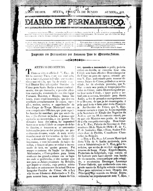 Artigos de Officio. Artigos de Officio.