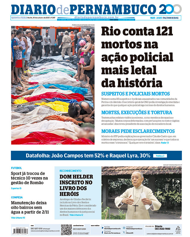 Rio conta 121 mortos na ação policial mais letal da história Rio conta 121 mortos na ação policial mais letal da história