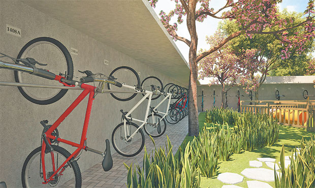 Bicicletrios comeam a ser incorporados aos novos projetos de empreendimentos pelas construtoras (MOURA DUBEUX/DIVULGAO)