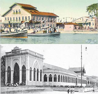 Hotel e primeiro shopping center: Depois de visitar a Exposio em Chicago, Delmiro Gouveia inaugurou o Grande Hotel Internacional e o Mercado Modelo, em 1899. Um completo centro de entretenimento em pleno Derby (Imagens: Fundaj/Coleo Josebias Bandeira)