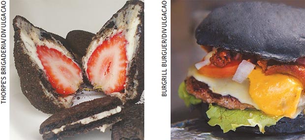 Coxinha de brigadeiro, sabor Oreo para os fs de doces. Po de carvo tem visual estranho, mas saboroso (Thorpe's Brigaderia/Divulgacao | Burgrill Burguer/Divulgacao )
